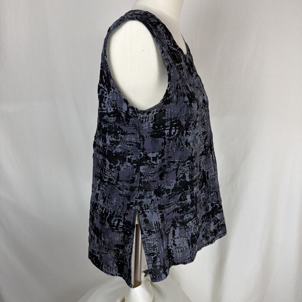 NWT Sydney TK108 Black Gray Pattern Crinkle Long Tank Top USA #0743 MED - Picture 4 of 6